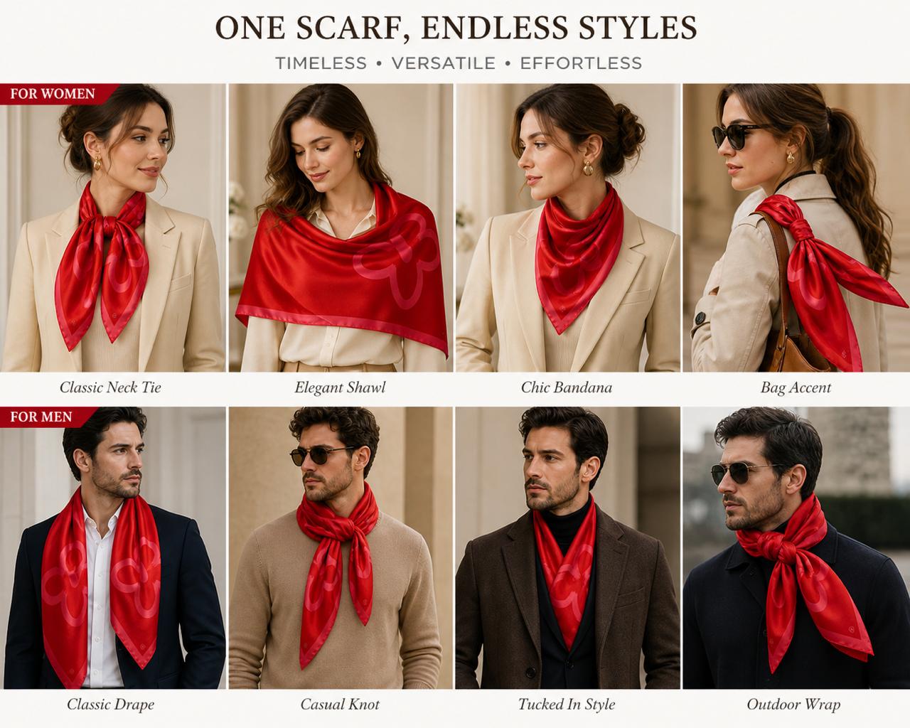 Crimson Embrace Silk Scarf