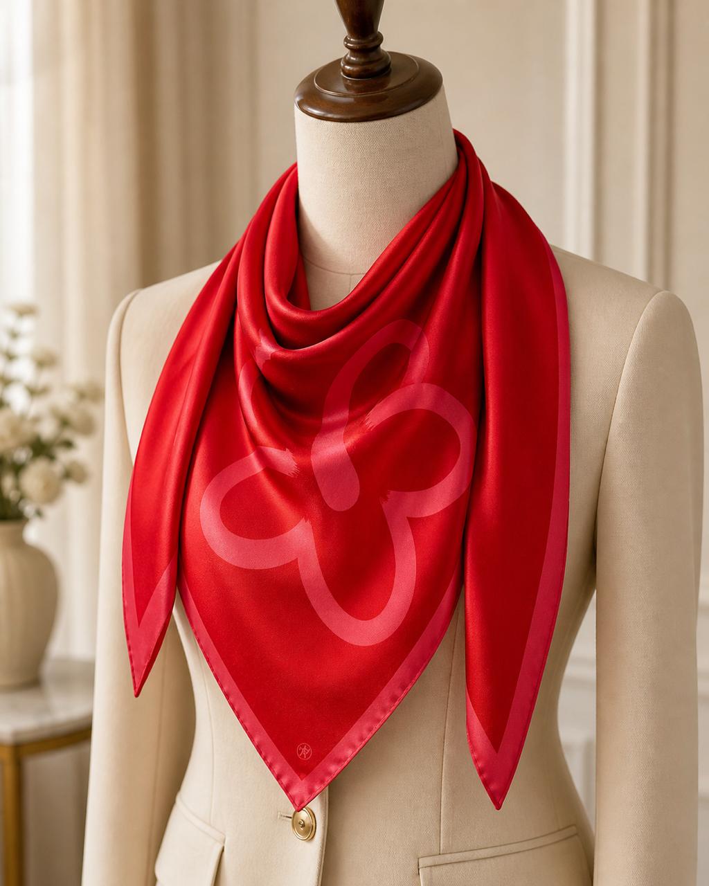 Crimson Embrace Silk Scarf